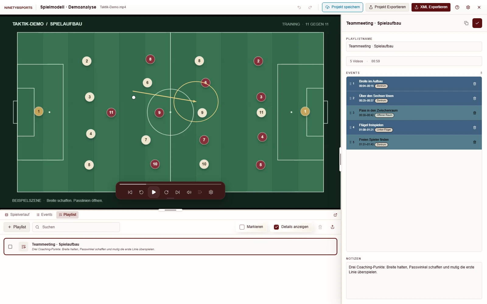 NINETY8SPORTS mit einer Playlist aus ausgewählten Demoszenen für eine Spielbesprechung